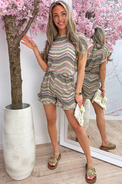 Coastal cutie lurex co-ord - Army