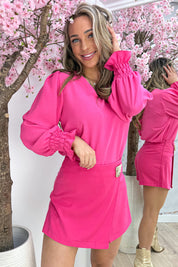 Basic elastic topje - Fuchsia