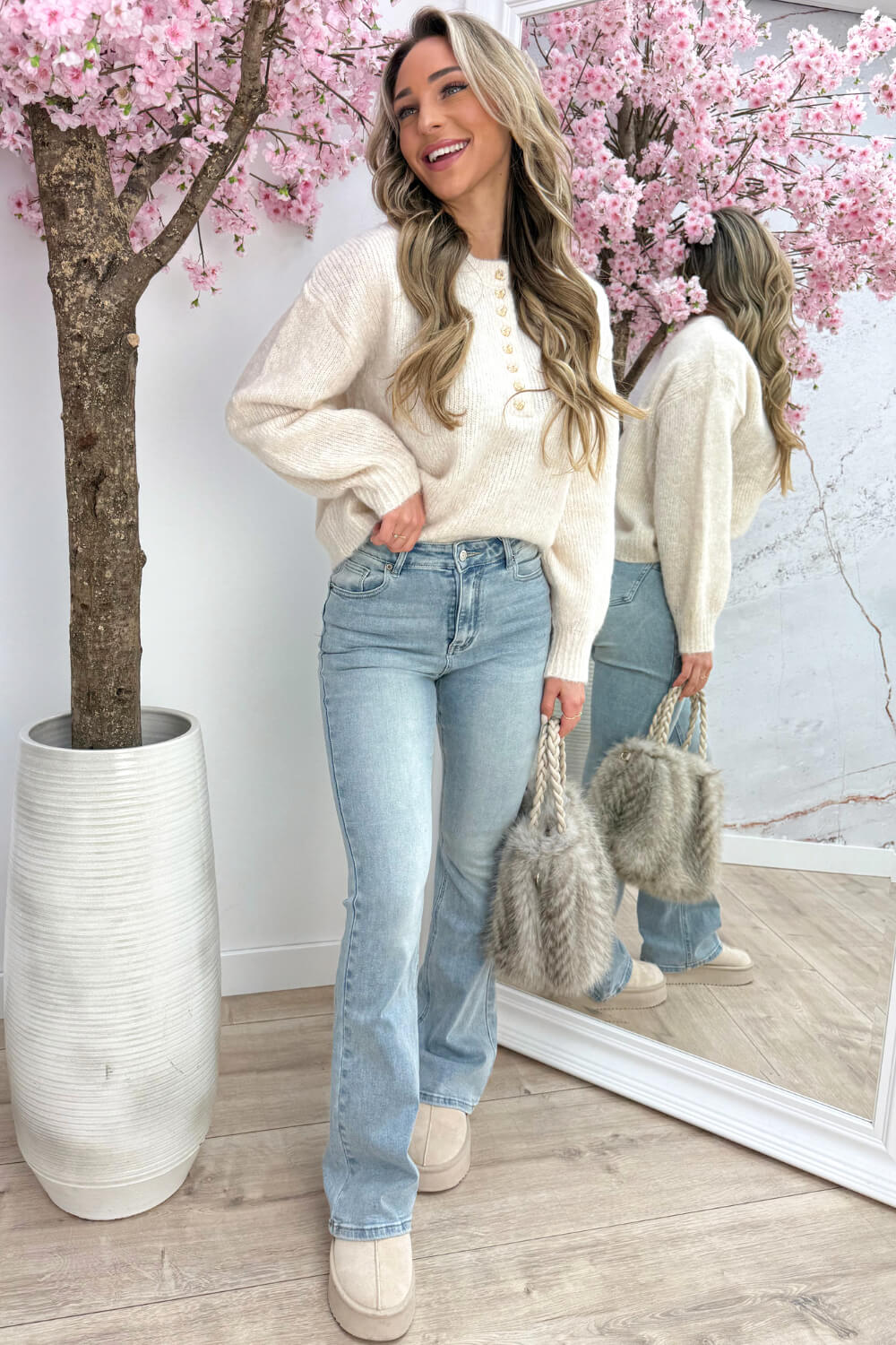 Little hearts trui - Beige