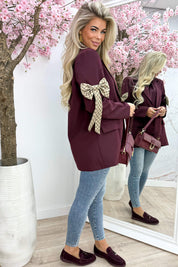 Inspired bow blazer - Bordeaux