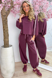 Chilling in stripes comfy co-ord - Bordeaux
