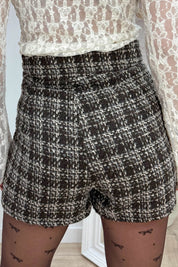 Lurex tweed skort - Bruin