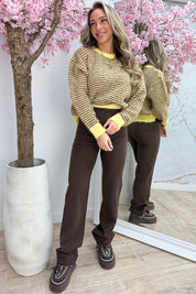 Pastel stripe trui - Bruin