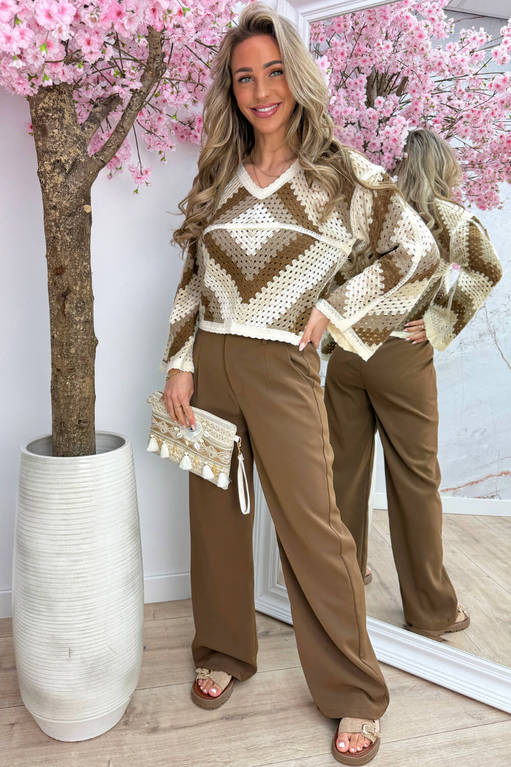 Isla crochet topje - Taupe
