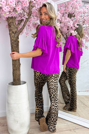 Rio ruffle topje - Berry purple
