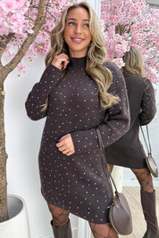 Diamond knitted dress - Bruin