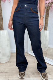 Cable wide leg jeans W3775-1 - Jeans blue