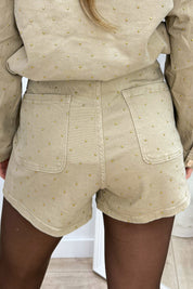 Studded denim skort - Beige