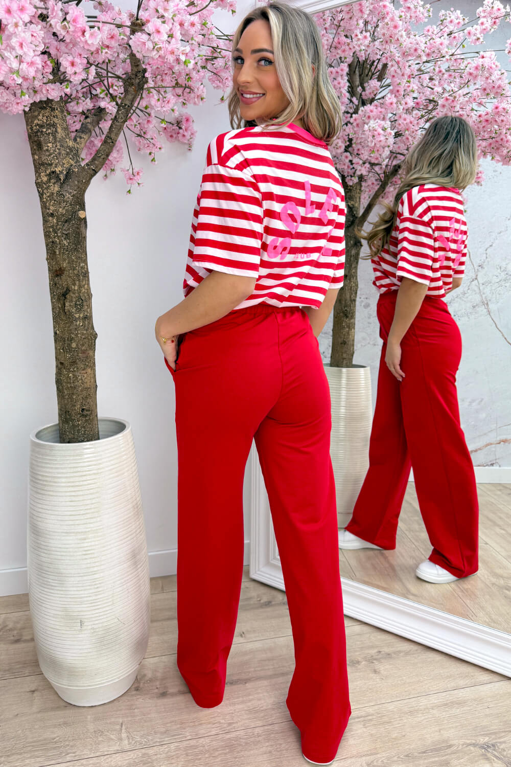 Soleil club stripe T-shirt - Rood