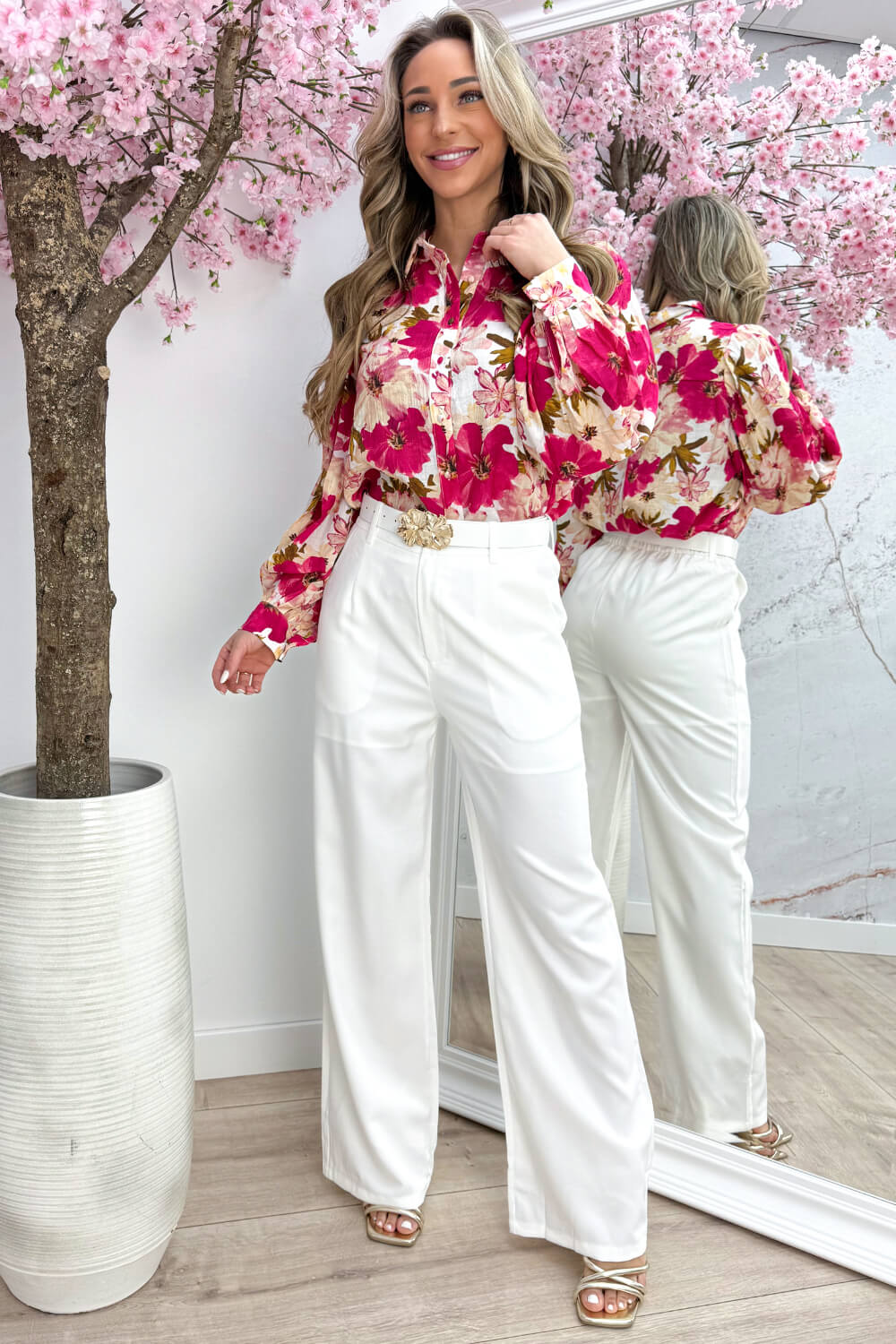 All about details belted pantalon - Wit