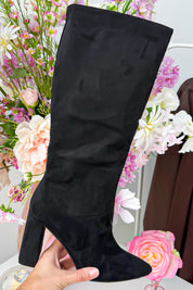 Suede luxe heels boots - Zwart