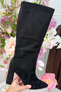 Suede luxury heels boots - Black
