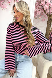 Stripe it easy topje - Zwart