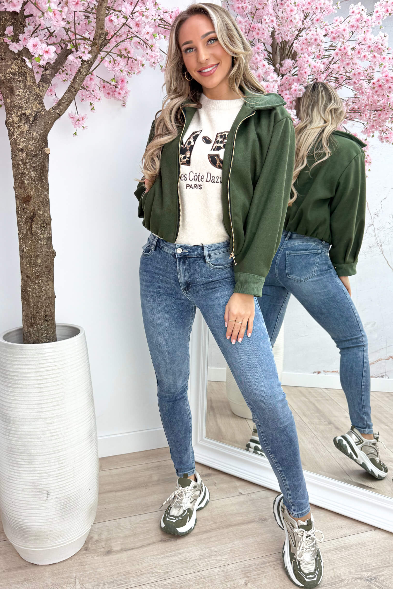 Corduroy vilt bomber - Groen