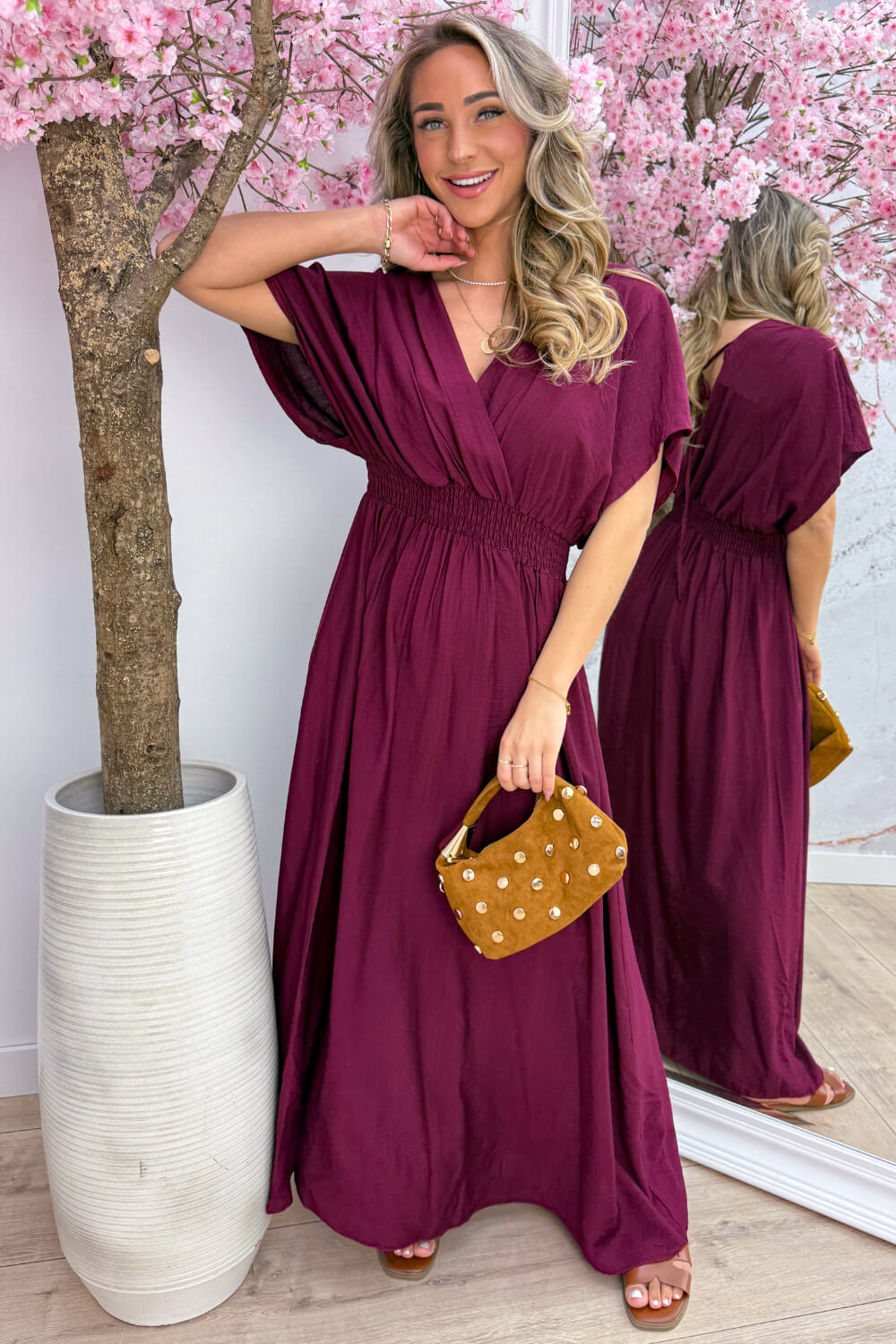 Verona elastic maxi dress - Bordeaux