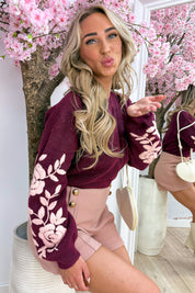 Bloom sleeve trui - Bordeaux