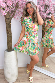 Flower fiesta cutie dress - Groen