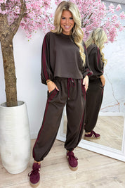 Chilling in stripes brown comfy co-ord - Bordeaux