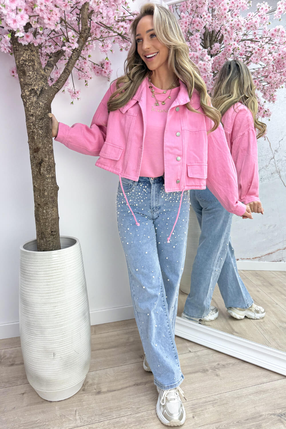 Happy colors denim jacket - Lollypop roze
