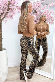 Ribbed gold button topje - Cognac