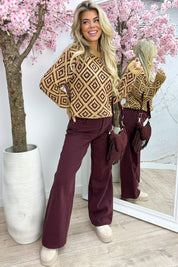 Aztec paillet trui - Oker