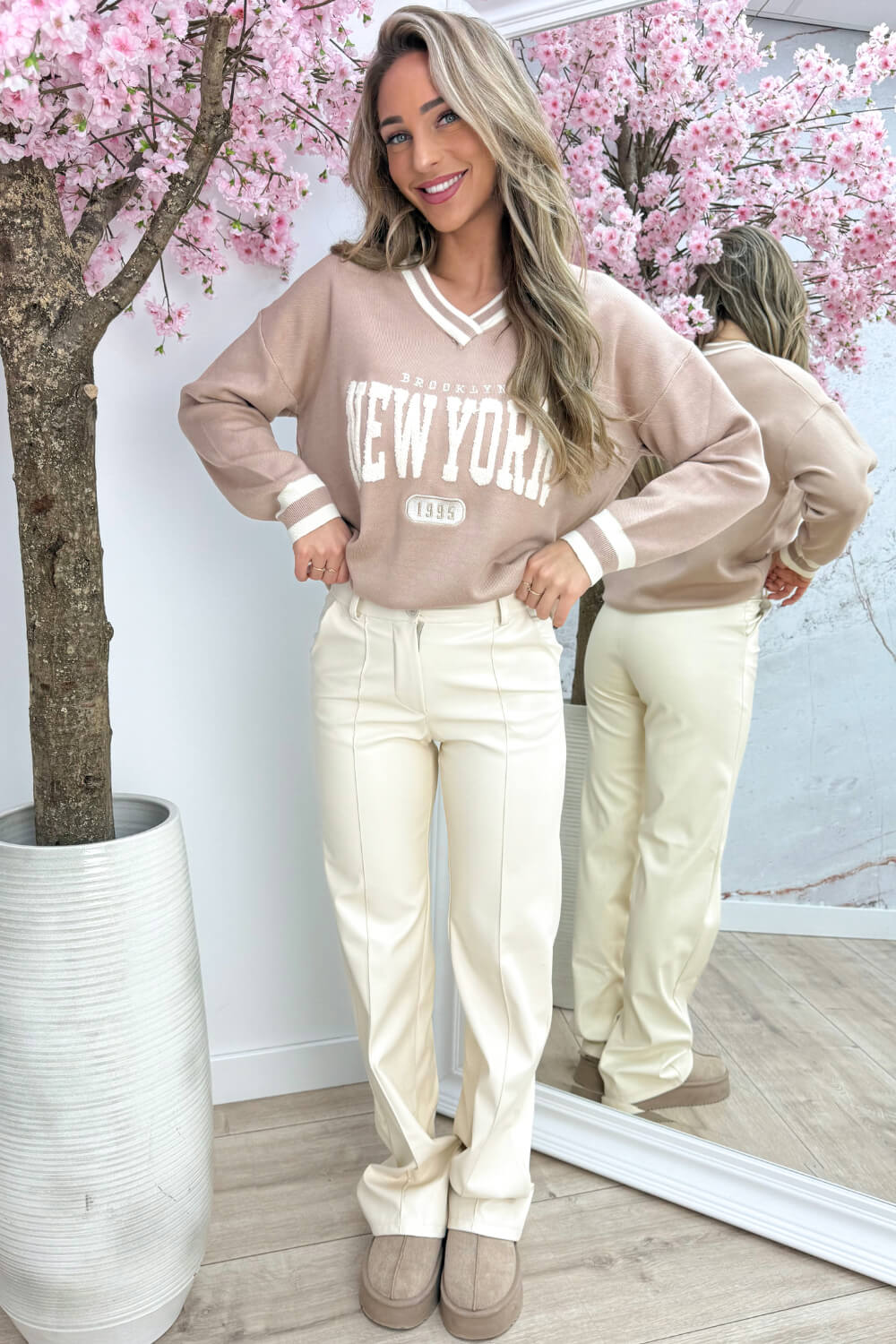 Teddy NY stripe trui - Camel