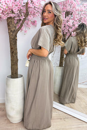 Verona elastic maxi dress - Taupe