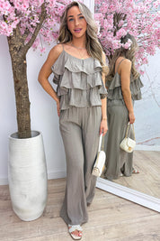 Ruffle glow co-ord - Taupe