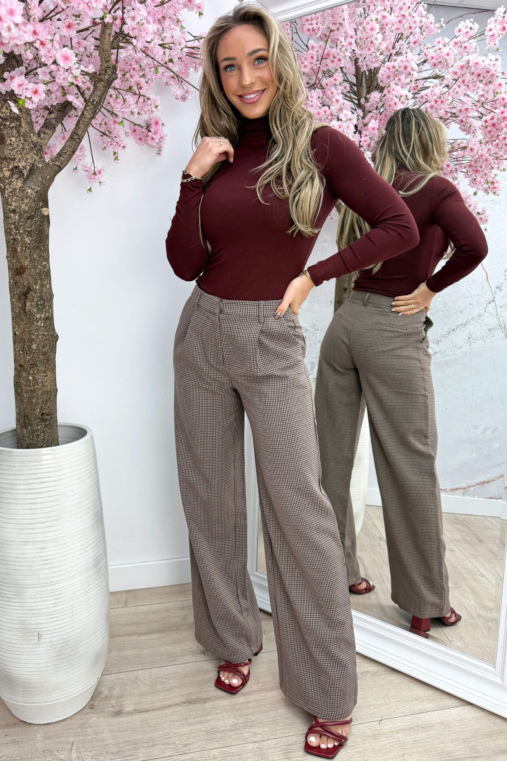 Checkered pantalon - Bordeaux
