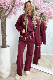 Leopard details comfy co-ord - Bordeaux