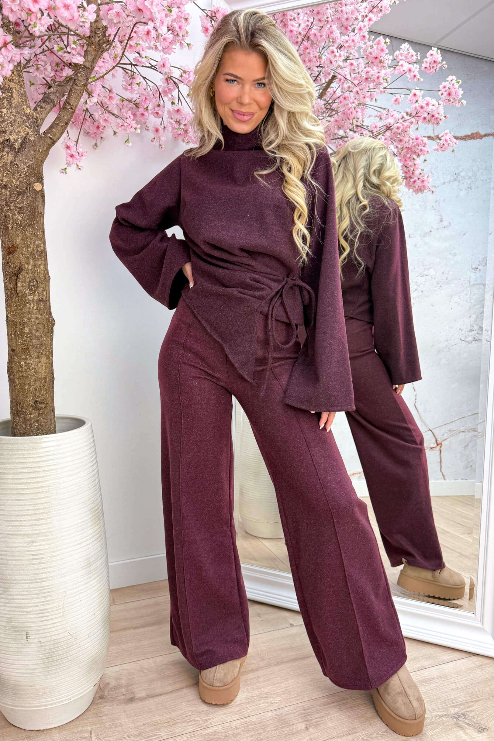 Comfy with a twist co-ord - Bordeaux