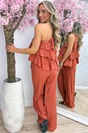 Bonita ruffle co-ord - Roest