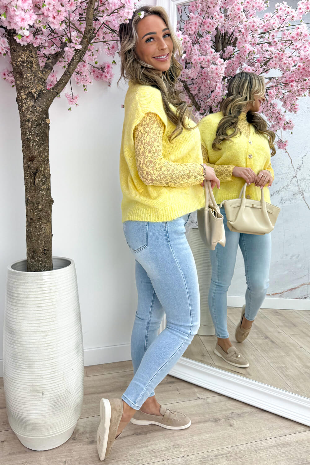 All in one lace topje - Geel