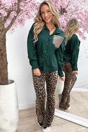 Inspired pocket blouse - Dk. groen