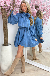Denim bow dress - Jeans blue
