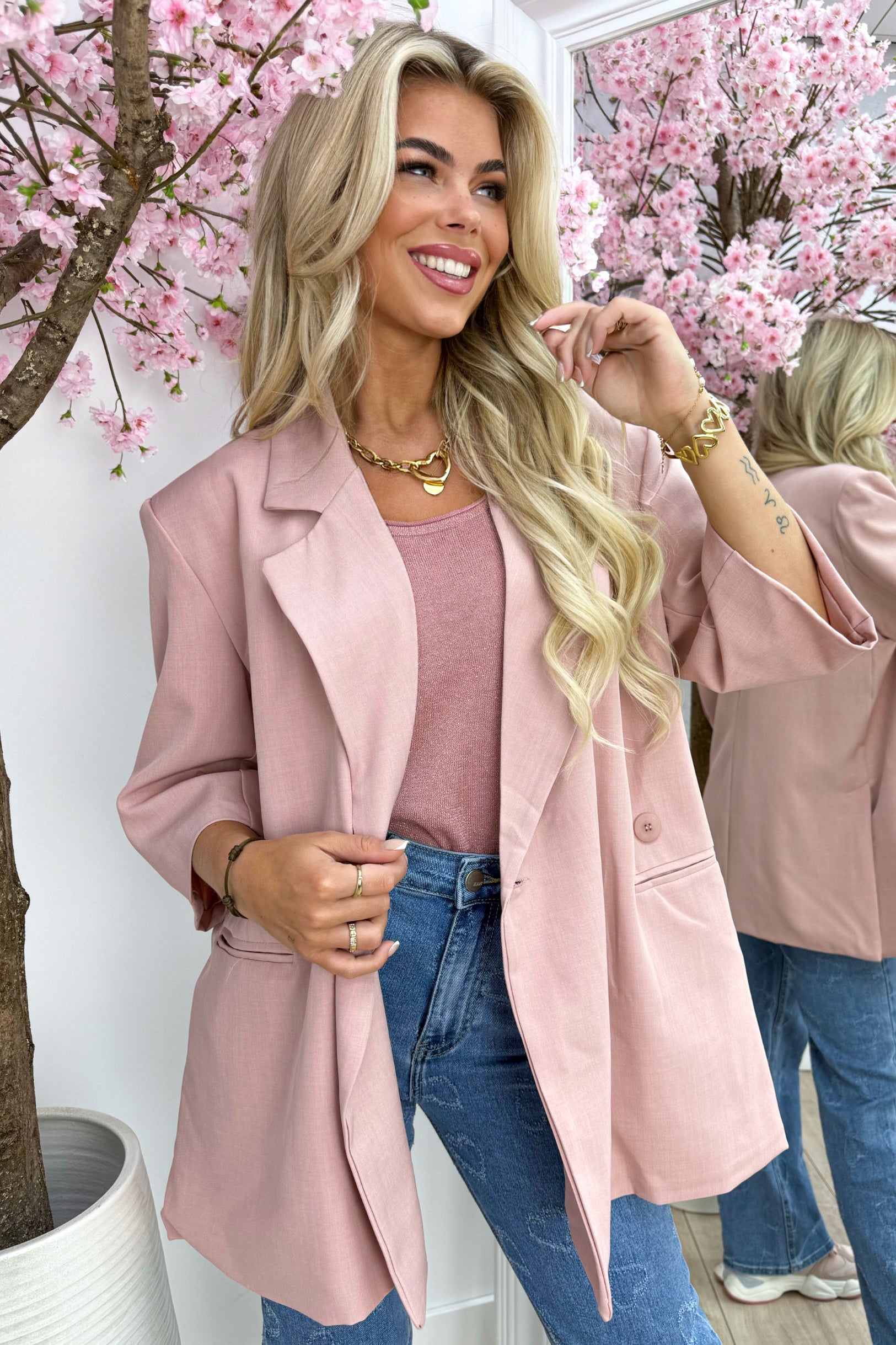 Beliebter Split Blazer - Pink