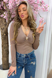 Gold detail travel body - Taupe