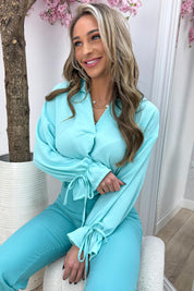 Basic bow topje - Mint