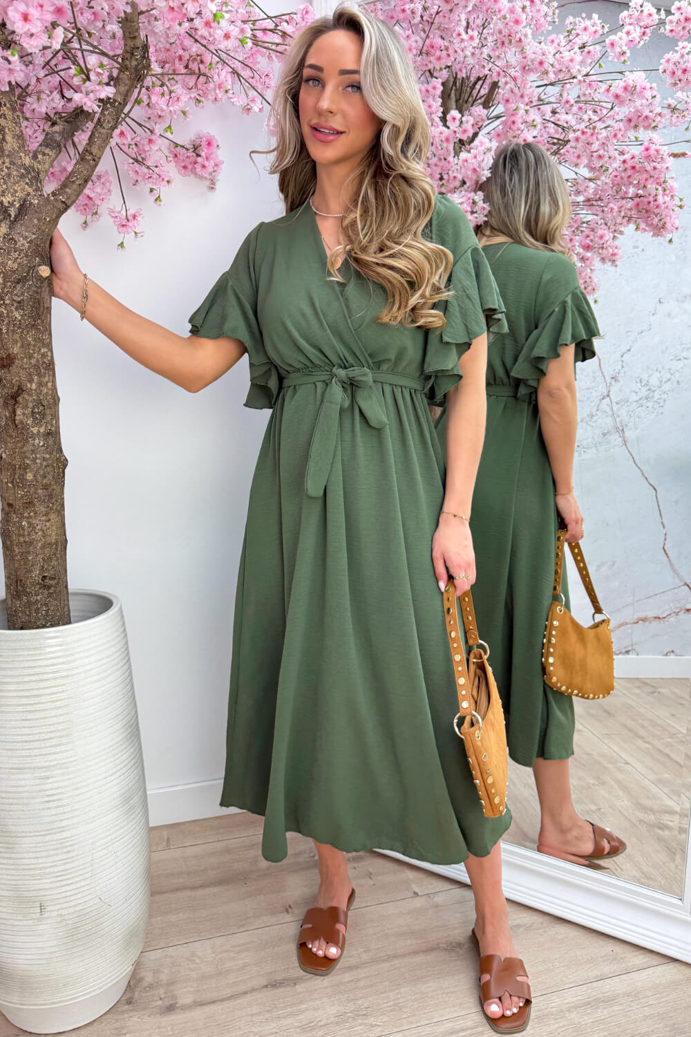 Rio ruffle maxi dress - Army