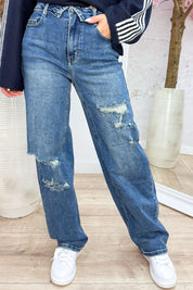 Fold over full length jeans - Jeans blue