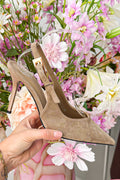 Suede elegance slingback heels - Taupe