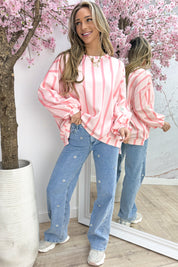 Perfect embleem stripe trui - Roze