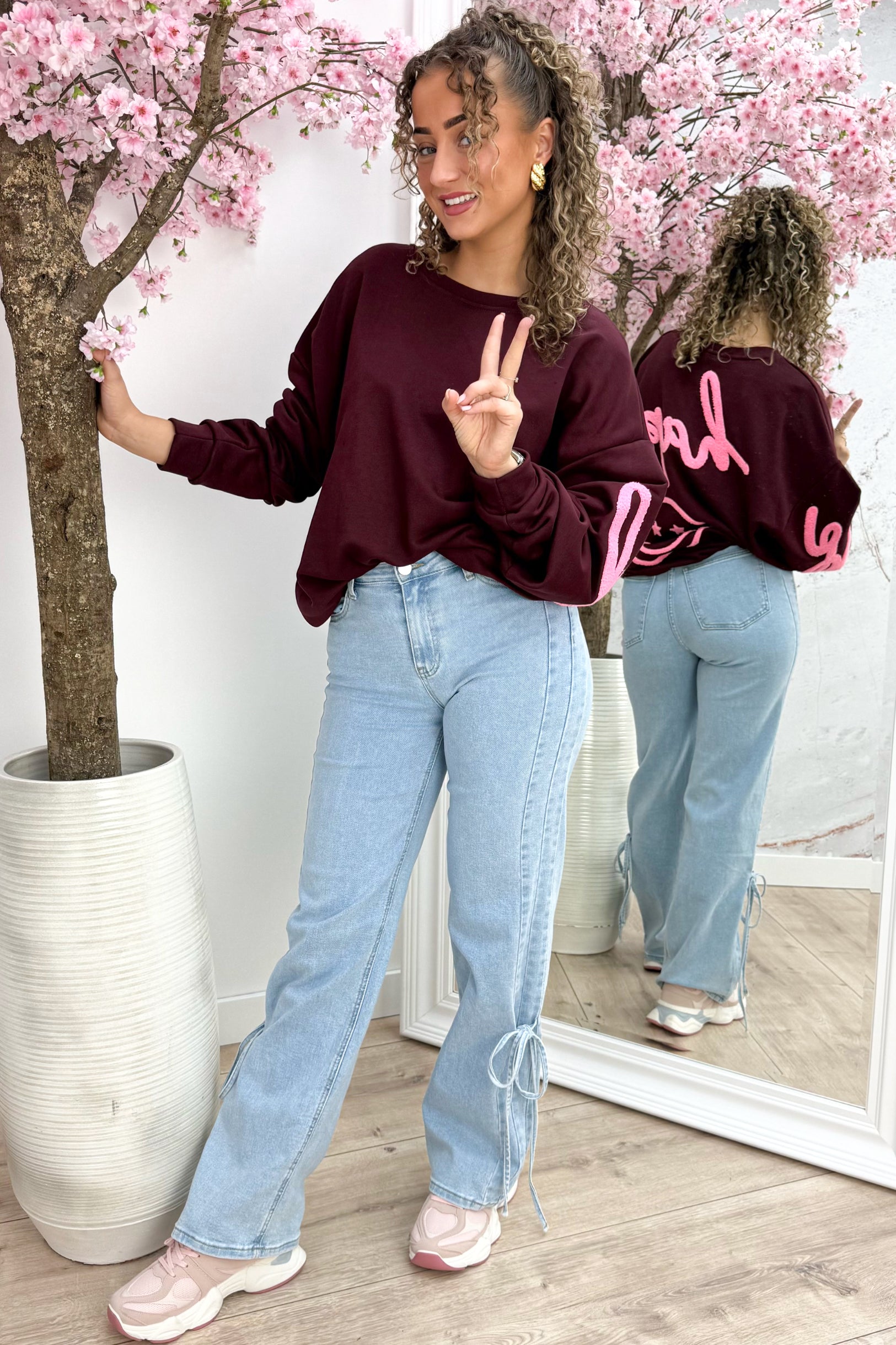 Be Happy Oversized Sweater - Bordeaux