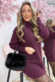 Cozy dream knitted dress - Bordeaux
