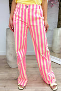 Striped straight leg jeans - Yellow