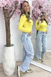 Ribbed basic topje - Geel