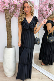 Malibu ruffle dress - Zwart