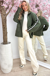 Teddy stripe jacket - Army