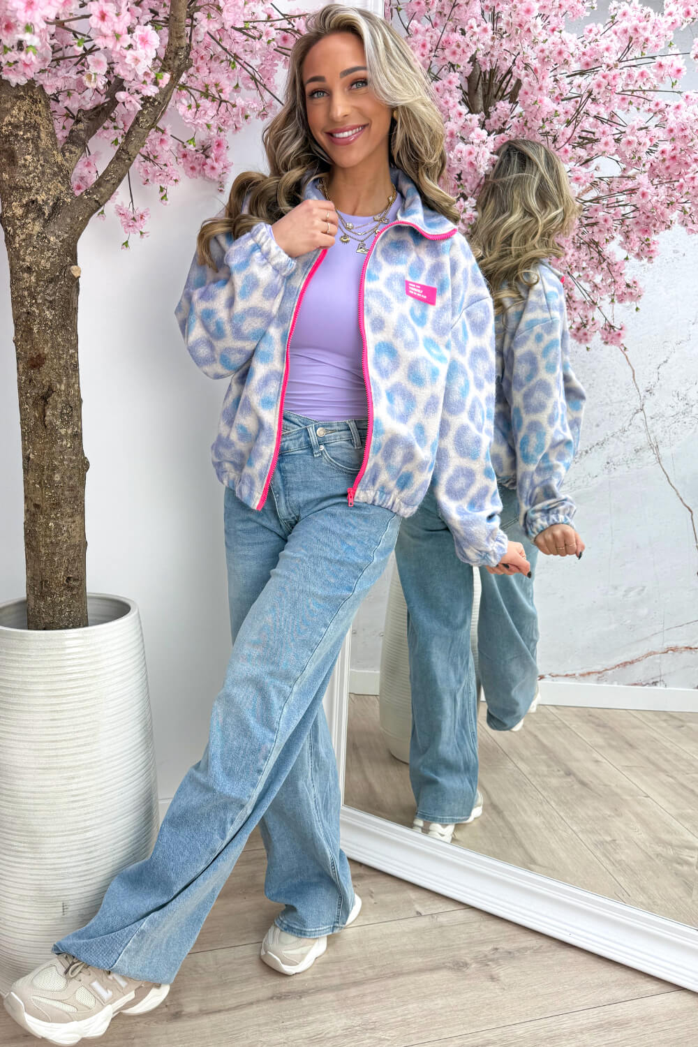 Leopard embleem vilt jacket - Lila