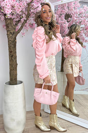 Basic draped topje - Roze